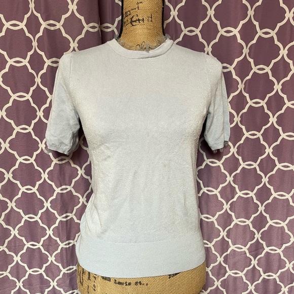 zara light blue ruffle collar top - Picture 2 of 3